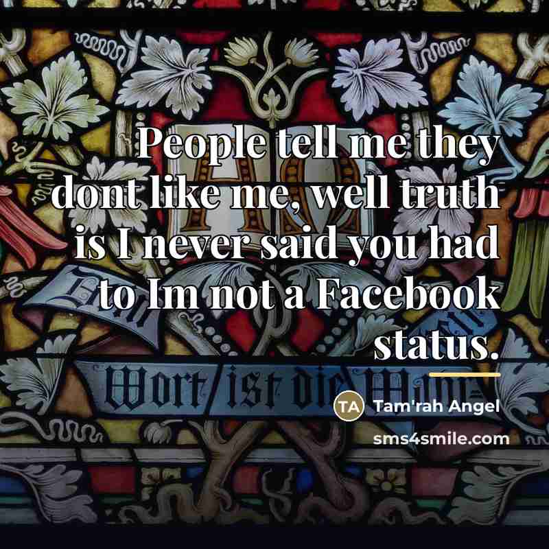 “People tell me they dont like me, well truth is…” quote by Tam'rah Angel