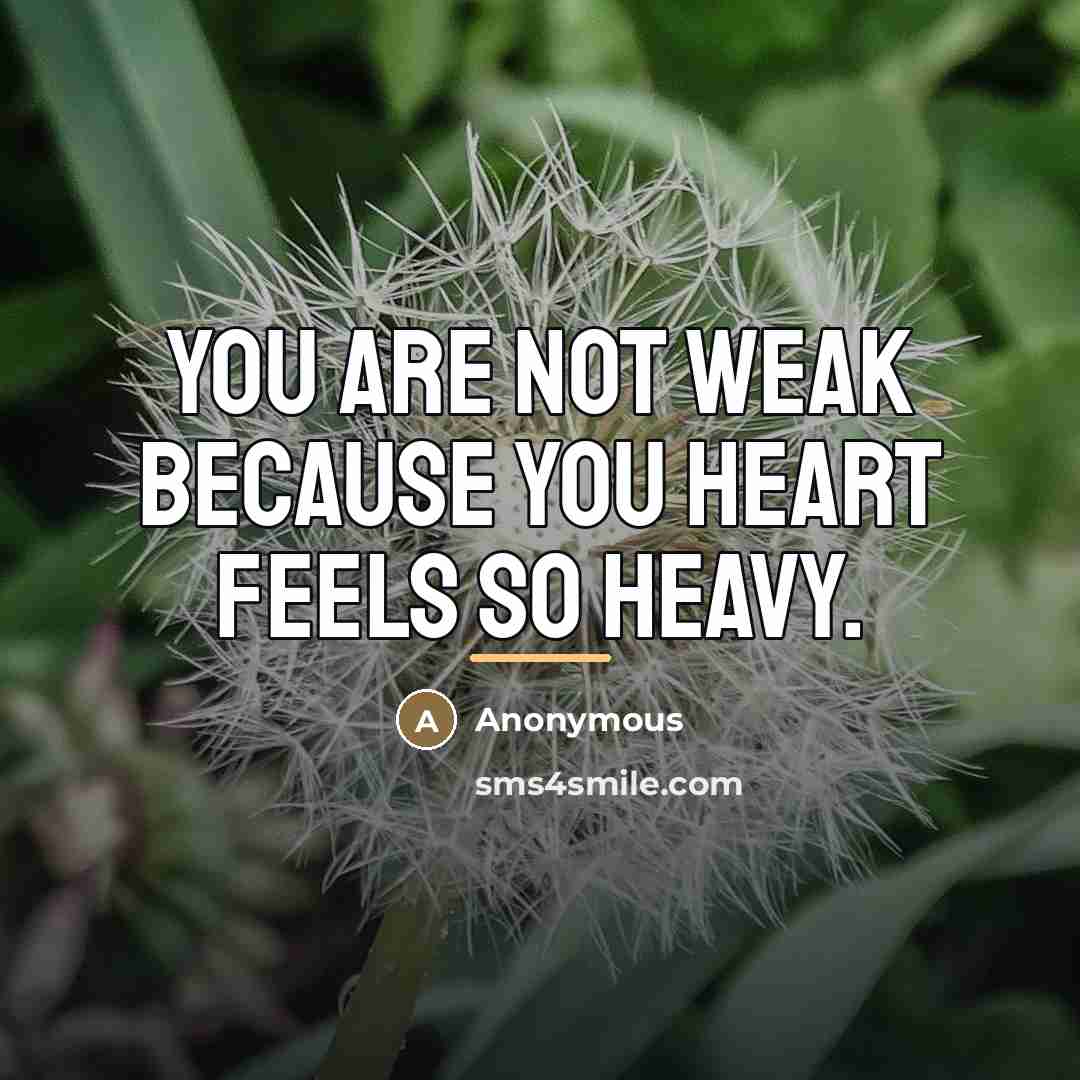 “You are not weak because you heart feels so heavy.…” quote by Anonymous