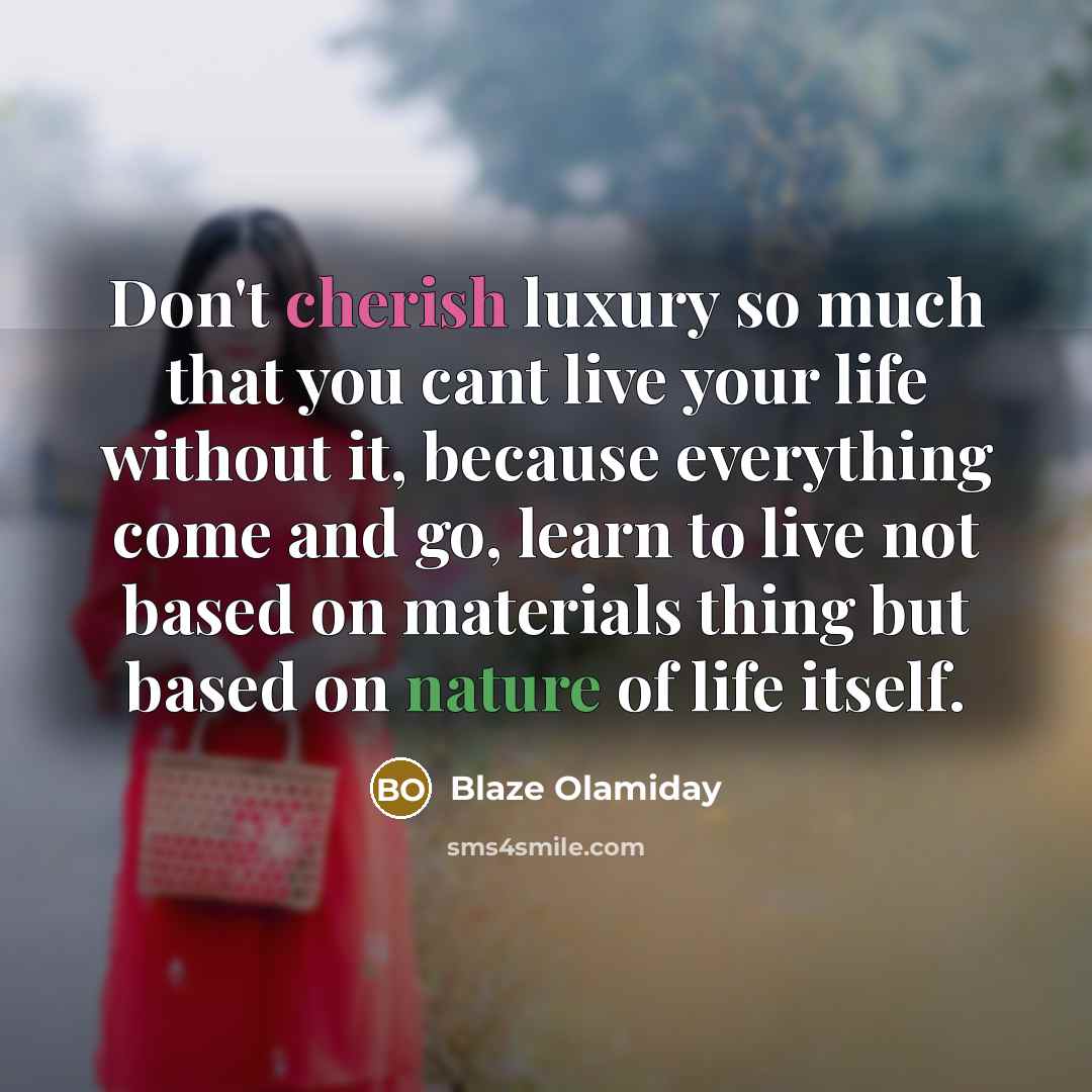 “Don't cherish luxury so much that you cant live your…” quote by Blaze Olamiday