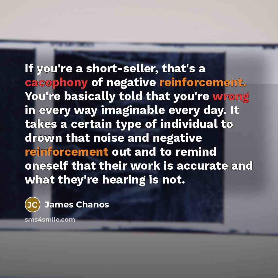 “If you're a short-seller, that's a cacophony of negative reinforcement.…” quote by James Chanos