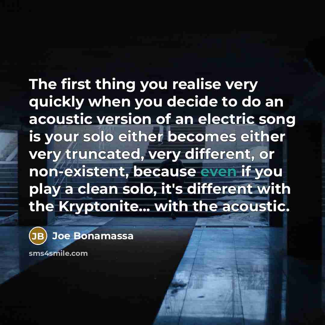 “The first thing you realise very quickly when you decide…” quote by Joe Bonamassa