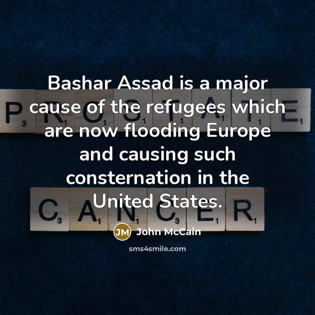 “Bashar Assad is a major cause of the refugees which…” quote by John McCain