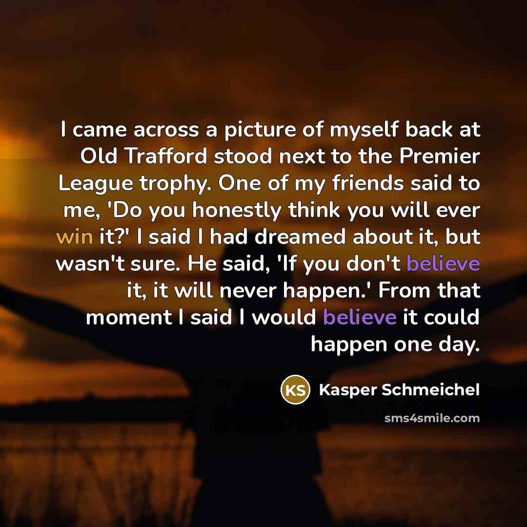 “I came across a picture of myself back at Old…” quote by Kasper Schmeichel