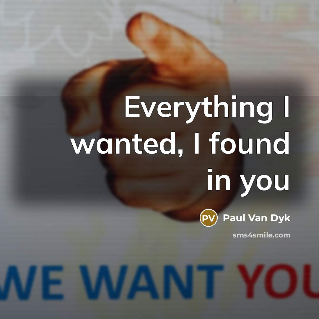 “Everything I wanted, I found in you…” quote by Paul Van Dyk