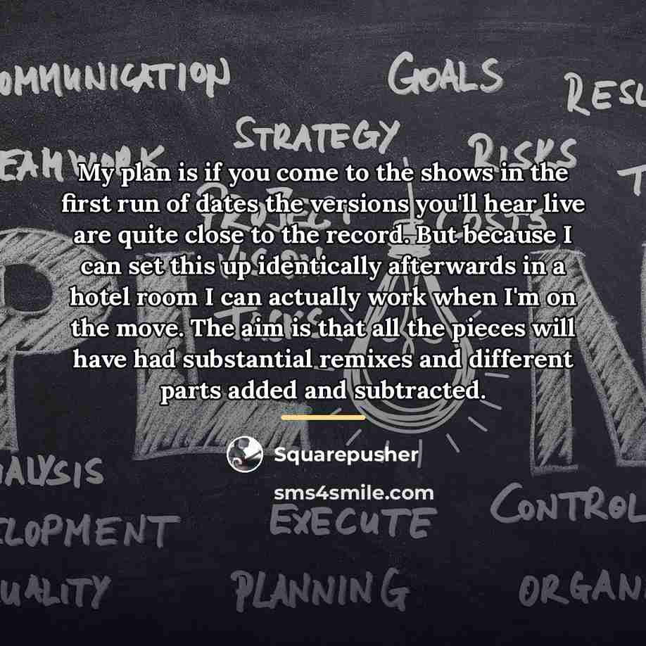 “My plan is if you come to the shows in…” quote by Squarepusher