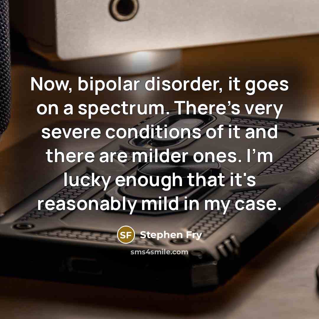 “Now, bipolar disorder, it goes on a spectrum. There's very…” quote by Stephen Fry