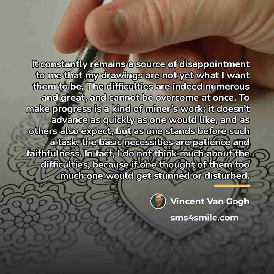 “It constantly remains a source of disappointment to me that…” quote by Vincent Van Gogh