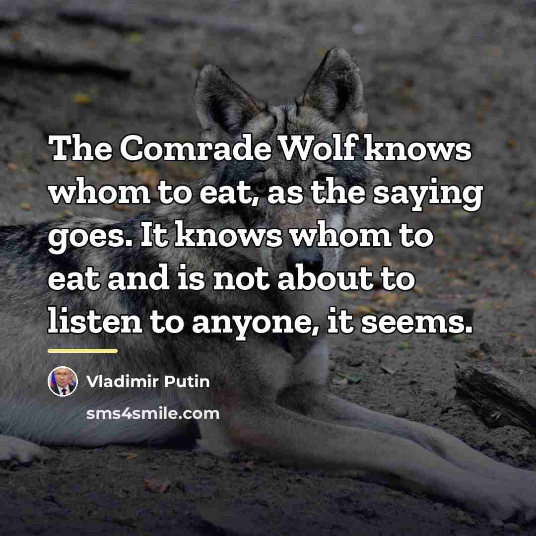 “The Comrade Wolf knows whom to eat, as the saying…” quote by Vladimir Putin