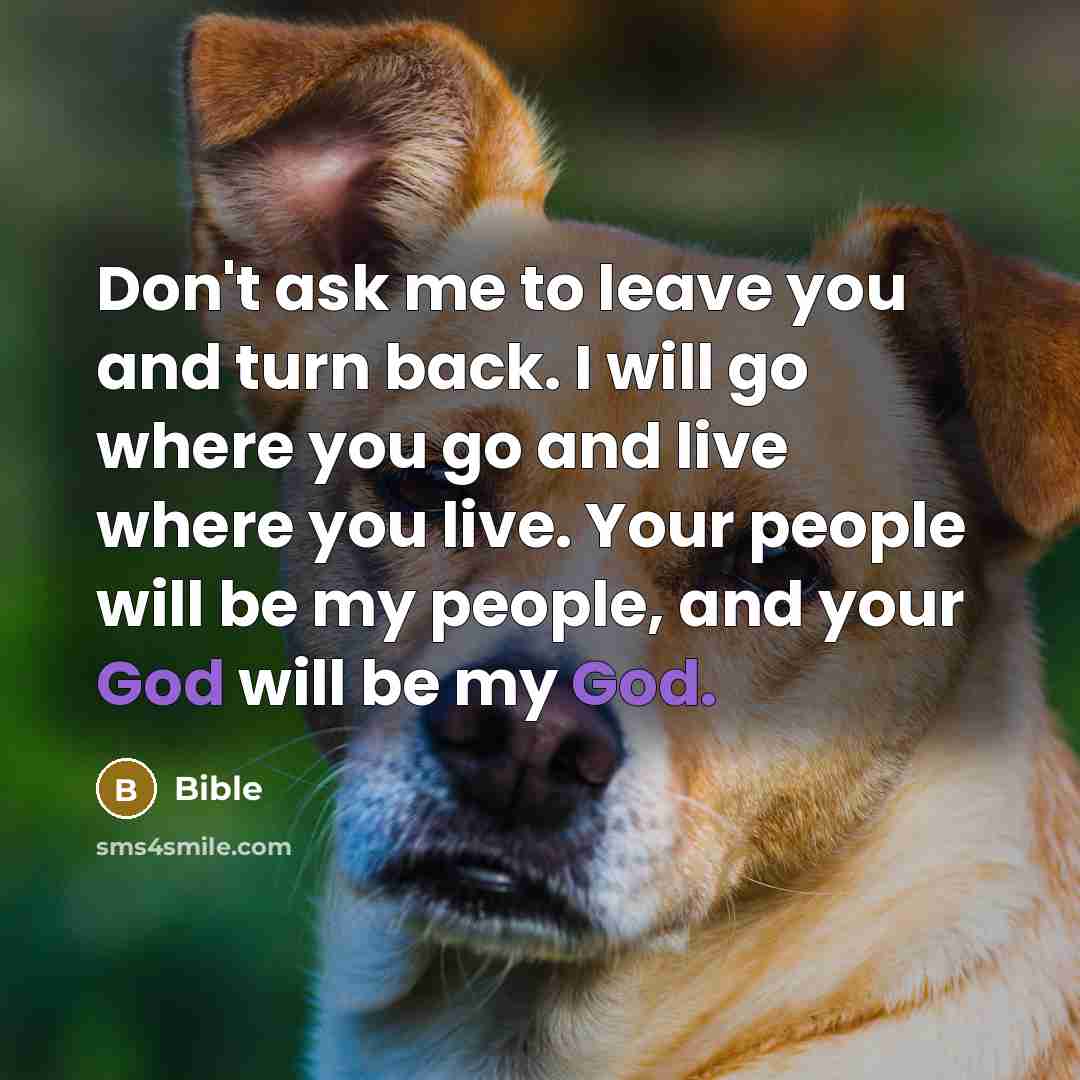 “Don't ask me to leave you and turn back. I…” quote by Bible