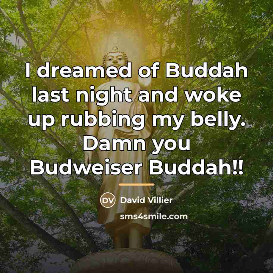 “I dreamed of Buddah last night and woke up rubbing…” quote by David Villier