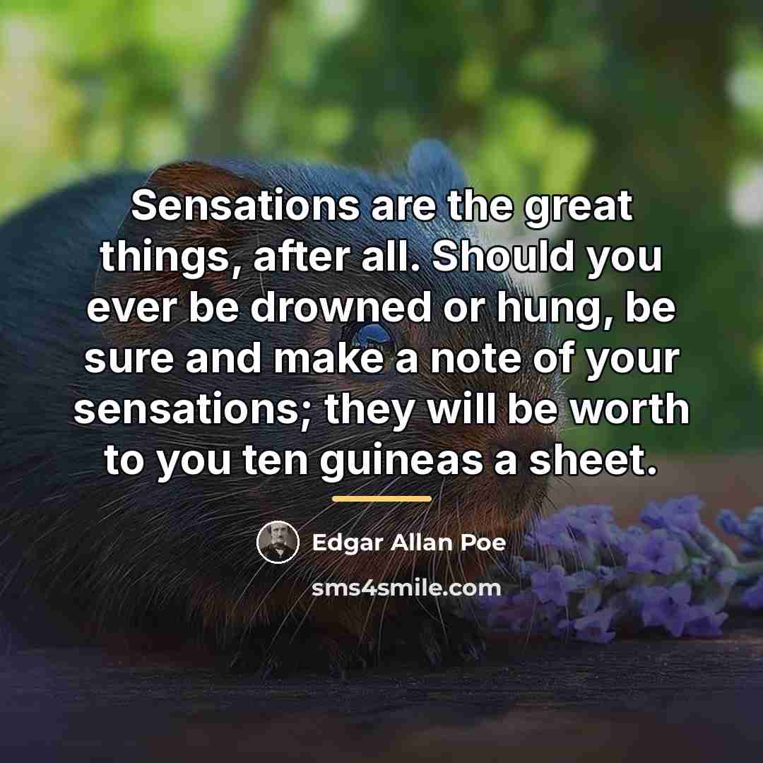 “Sensations are the great things, after all. Should you ever…” quote by Edgar Allan Poe