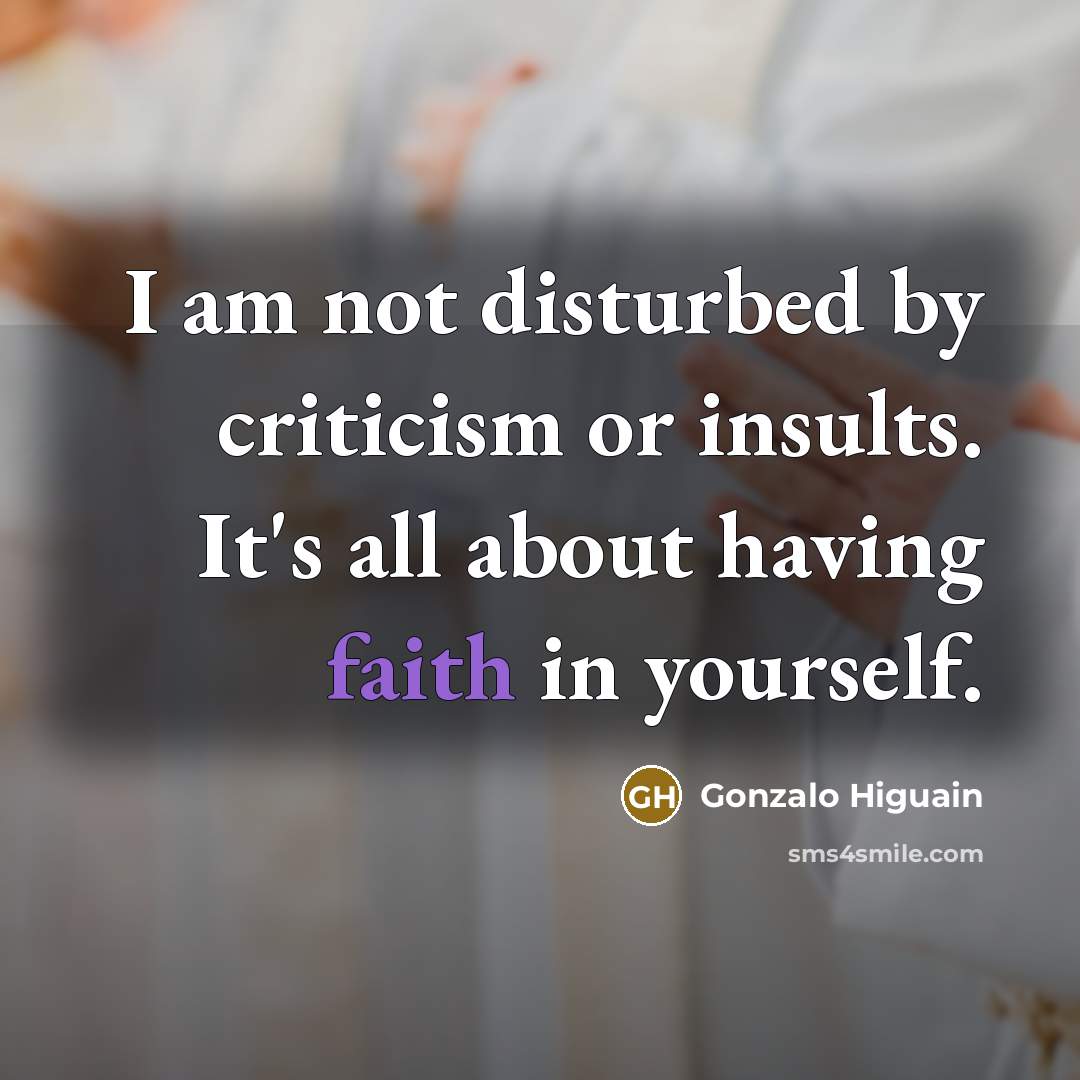 “I am not disturbed by criticism or insults. It's all…” quote by Gonzalo Higuain
