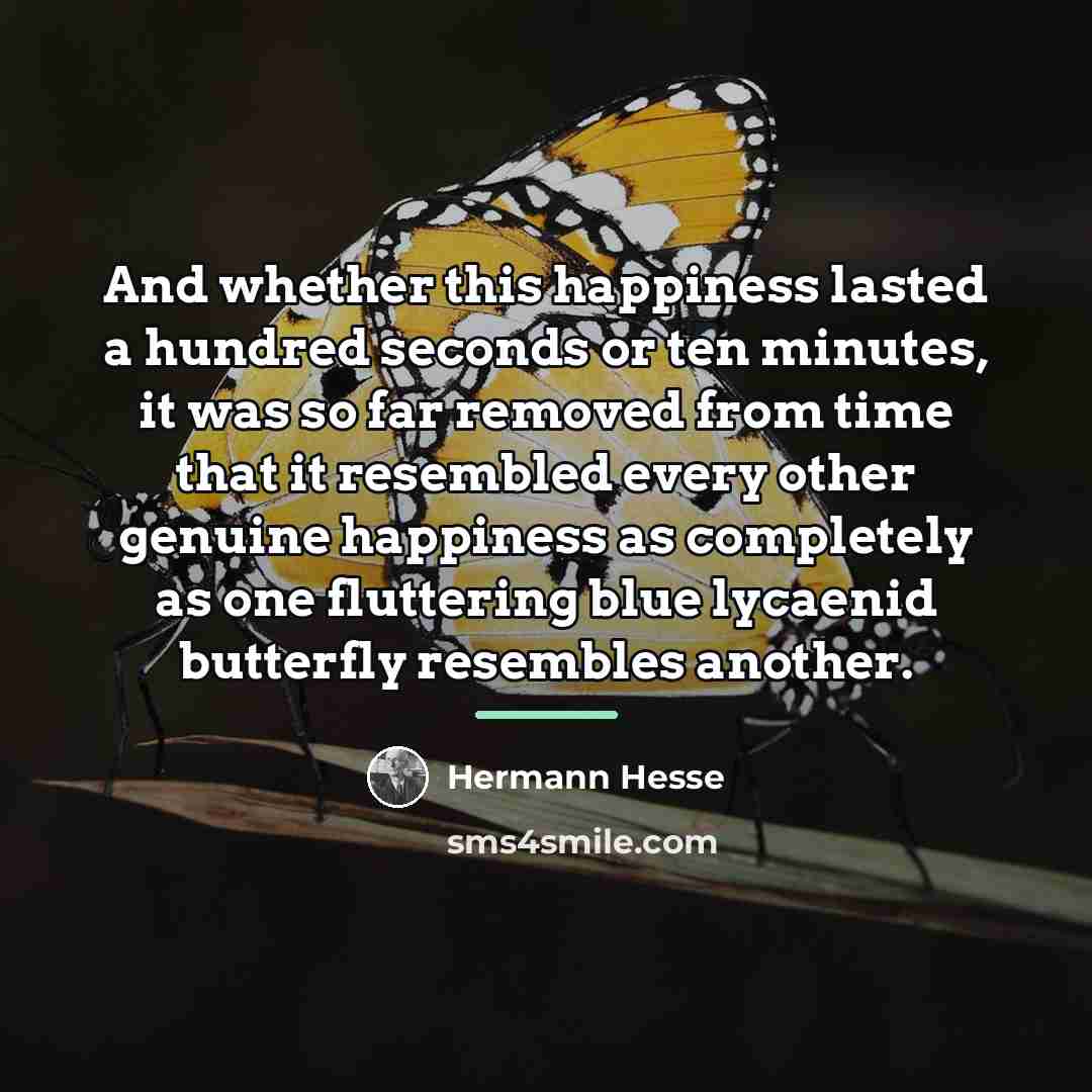 “And whether this happiness lasted a hundred seconds or ten…” quote by Hermann Hesse