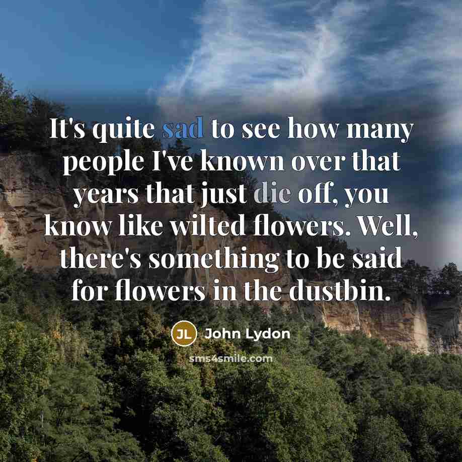 “It's quite sad to see how many people I've known…” quote by John Lydon