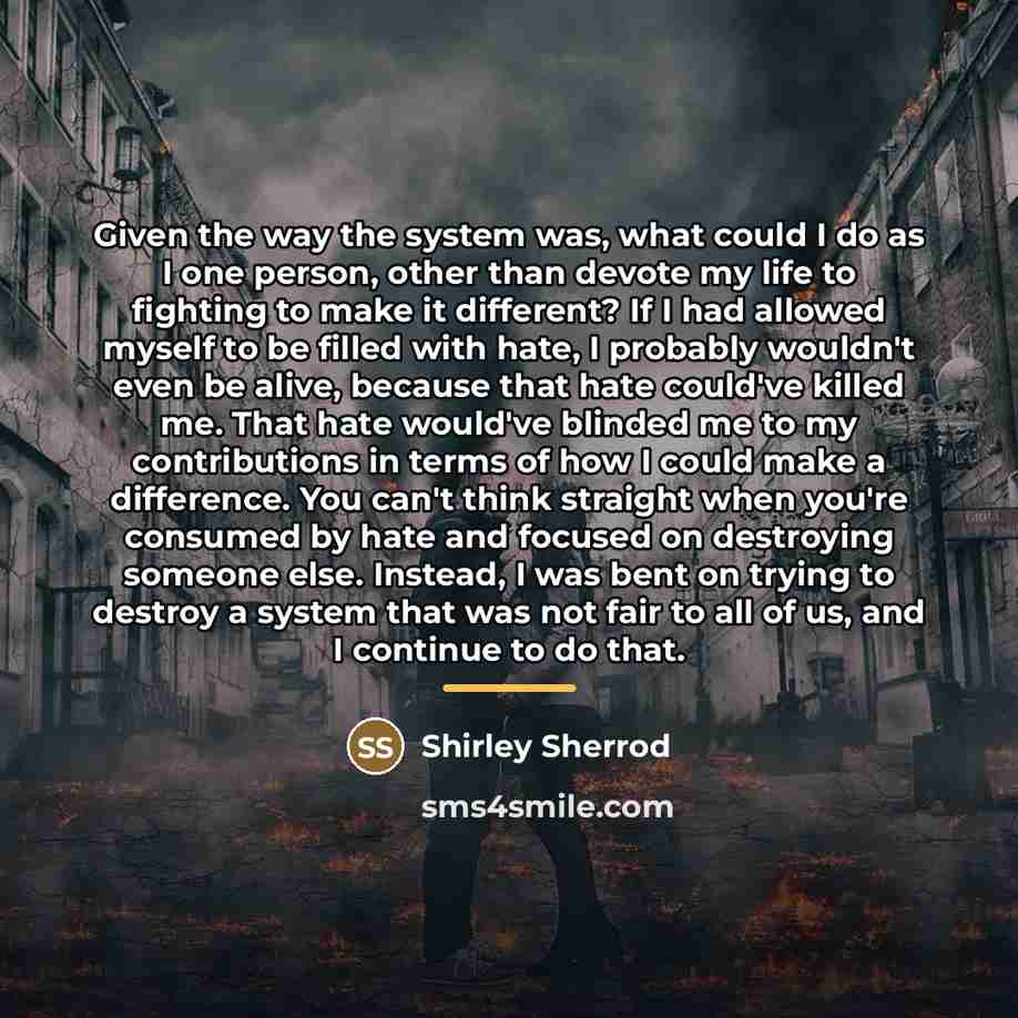“Given the way the system was, what could I do…” quote by Shirley Sherrod