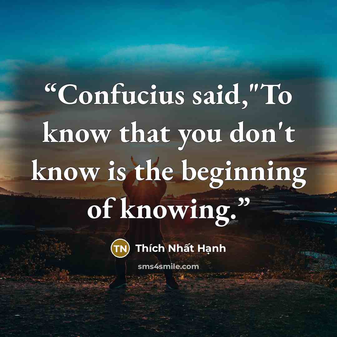 “Confucius said,"To know that you don't know is the beginning of knowing.” quote by Thích Nhất Hạnh