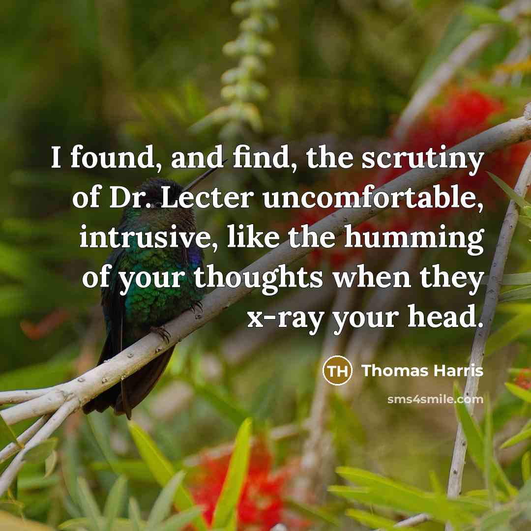 “I found, and find, the scrutiny of Dr. Lecter uncomfortable,…” quote by Thomas Harris