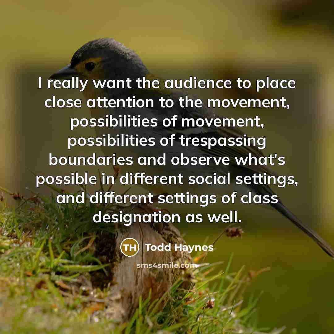 “I really want the audience to place close attention to…” quote by Todd Haynes