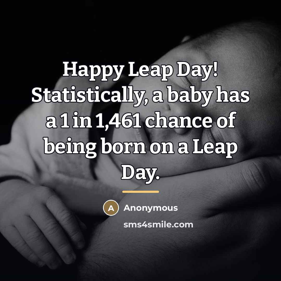 “Happy Leap Day! Statistically, a baby has a 1 in…” quote by Anonymous