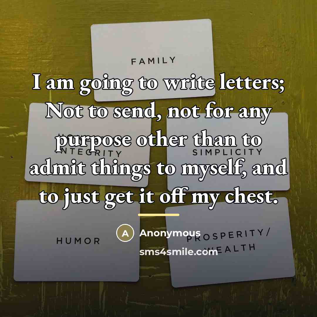 “I am going to write letters; Not to send, not…” quote by Anonymous