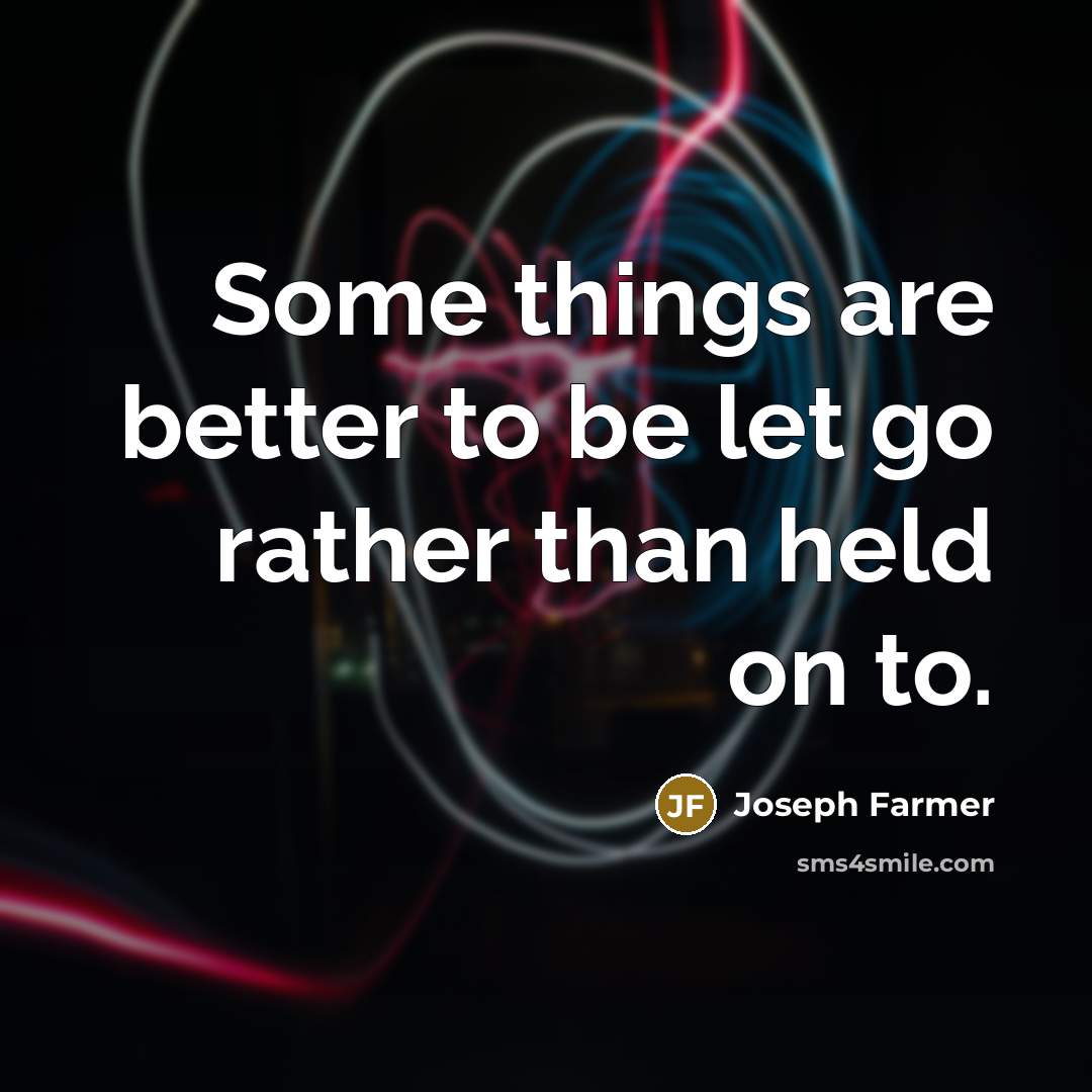 “Some things are better to be let go rather than…” quote by Joseph Farmer