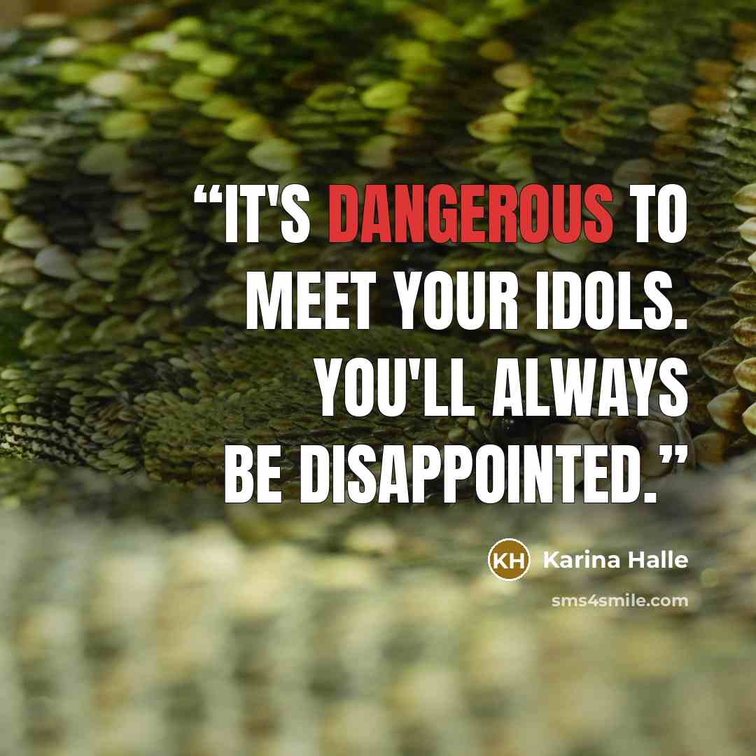 “It's dangerous to meet your idols. You'll always be disappointed.” quote by Karina Halle