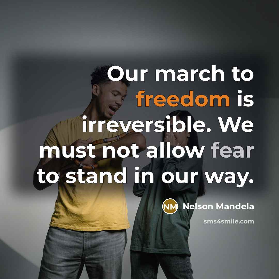 “Our march to freedom is irreversible. We must not allow…” quote by Nelson Mandela