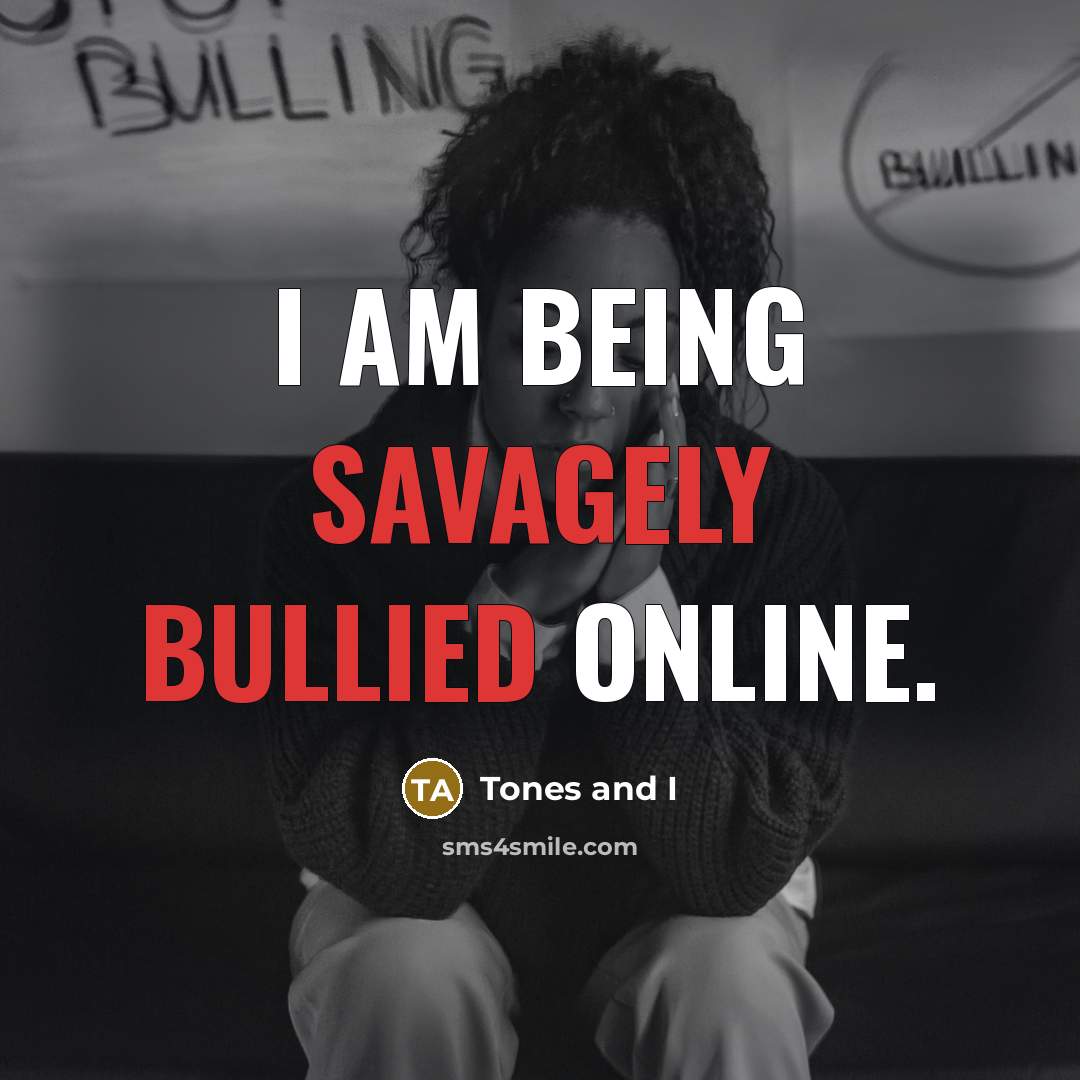 “I am being savagely bullied online.…” quote by Tones and I