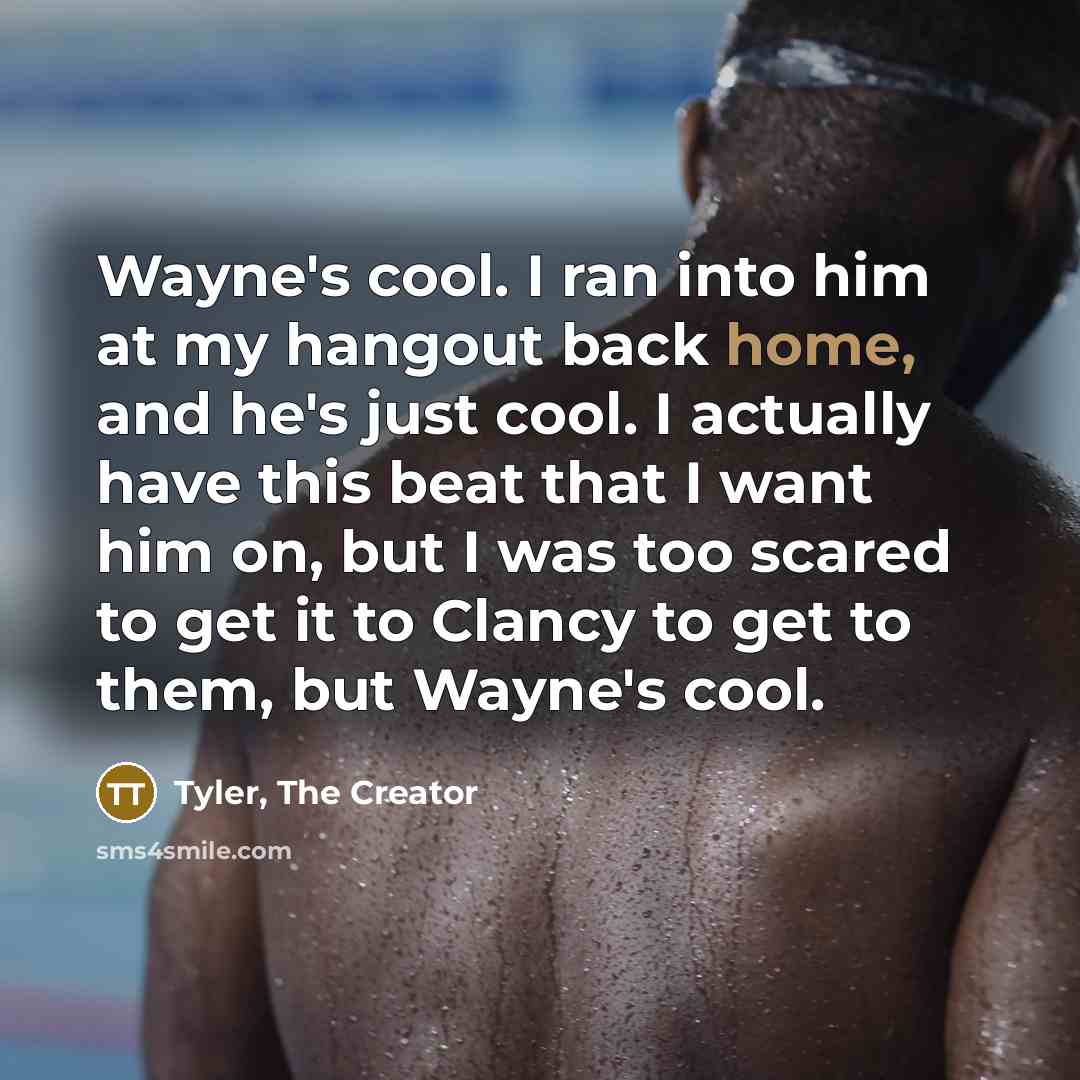 “Wayne's cool. I ran into him at my hangout back…” quote by Tyler, The Creator