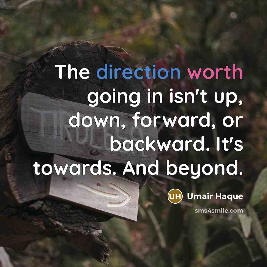“The direction worth going in isn't up, down, forward, or backward. It's towards. And beyond.” quote by Umair Haque