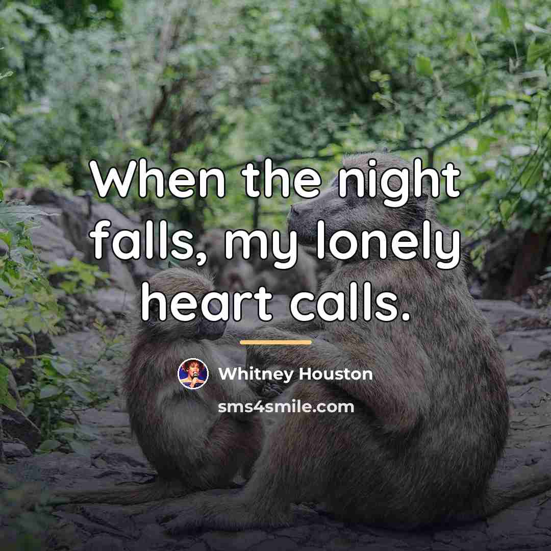 “When the night falls, my lonely heart calls.…” quote by Whitney Houston