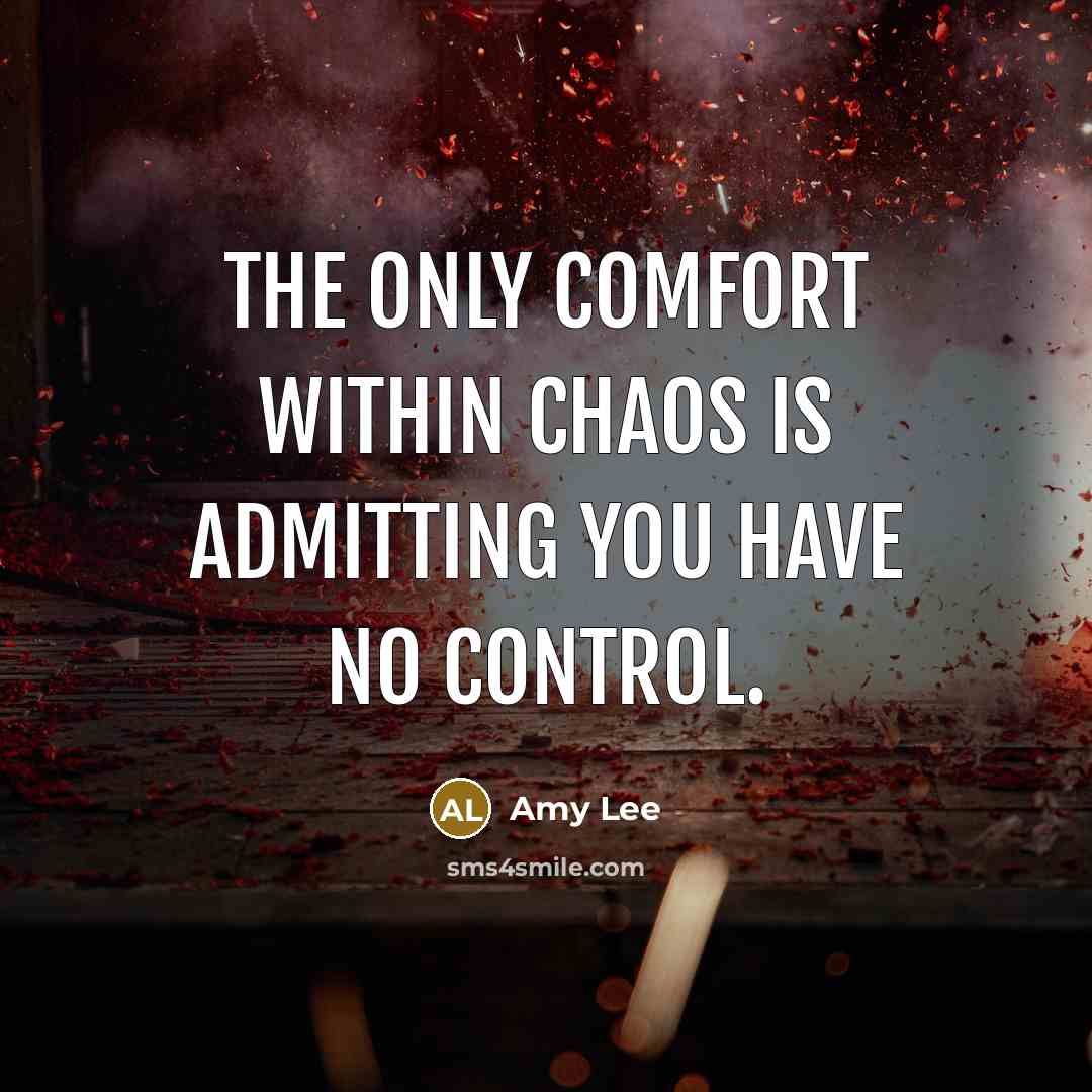 “The only comfort within chaos is admitting you have no…” quote by Amy Lee