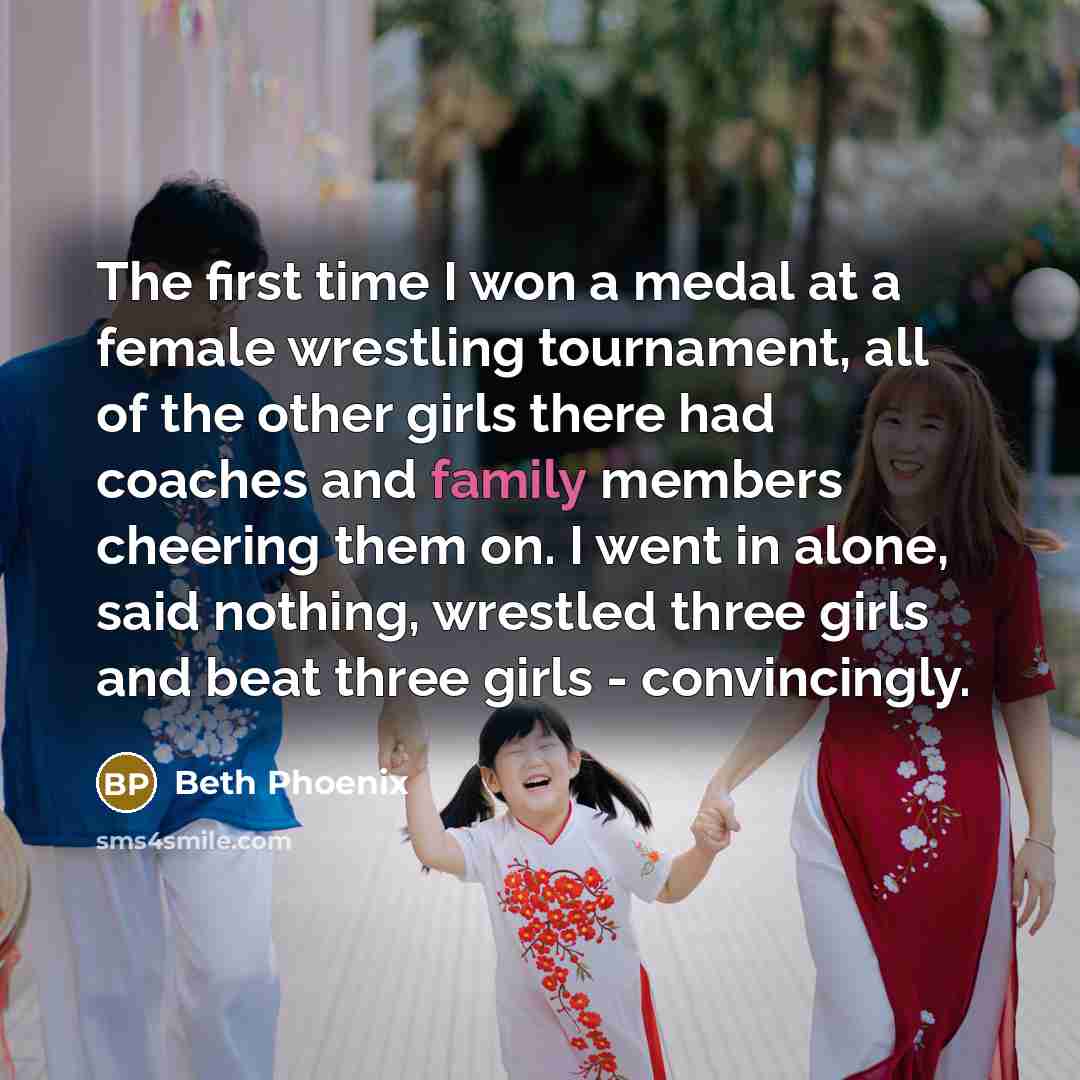 “The first time I won a medal at a female…” quote by Beth Phoenix