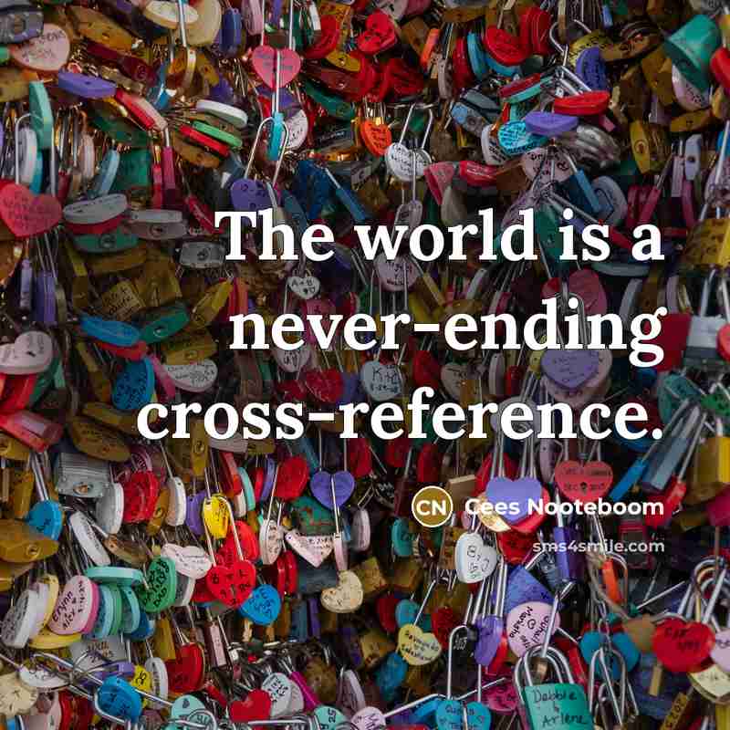 “The world is a never-ending cross-reference.…” quote by Cees Nooteboom