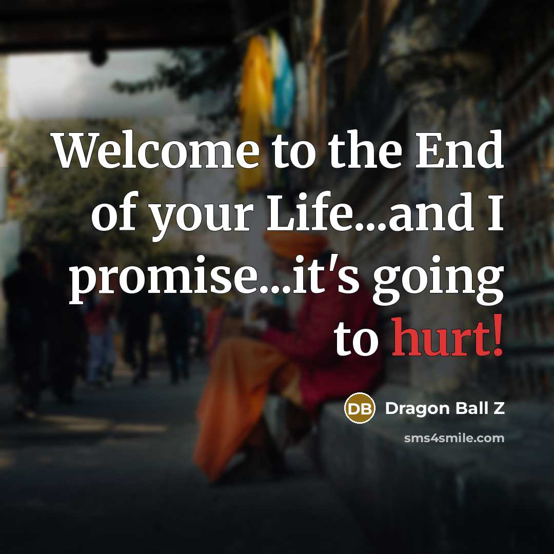 “Welcome to the End of your Life...and I promise...it's going to hurt!” quote by Dragon Ball Z