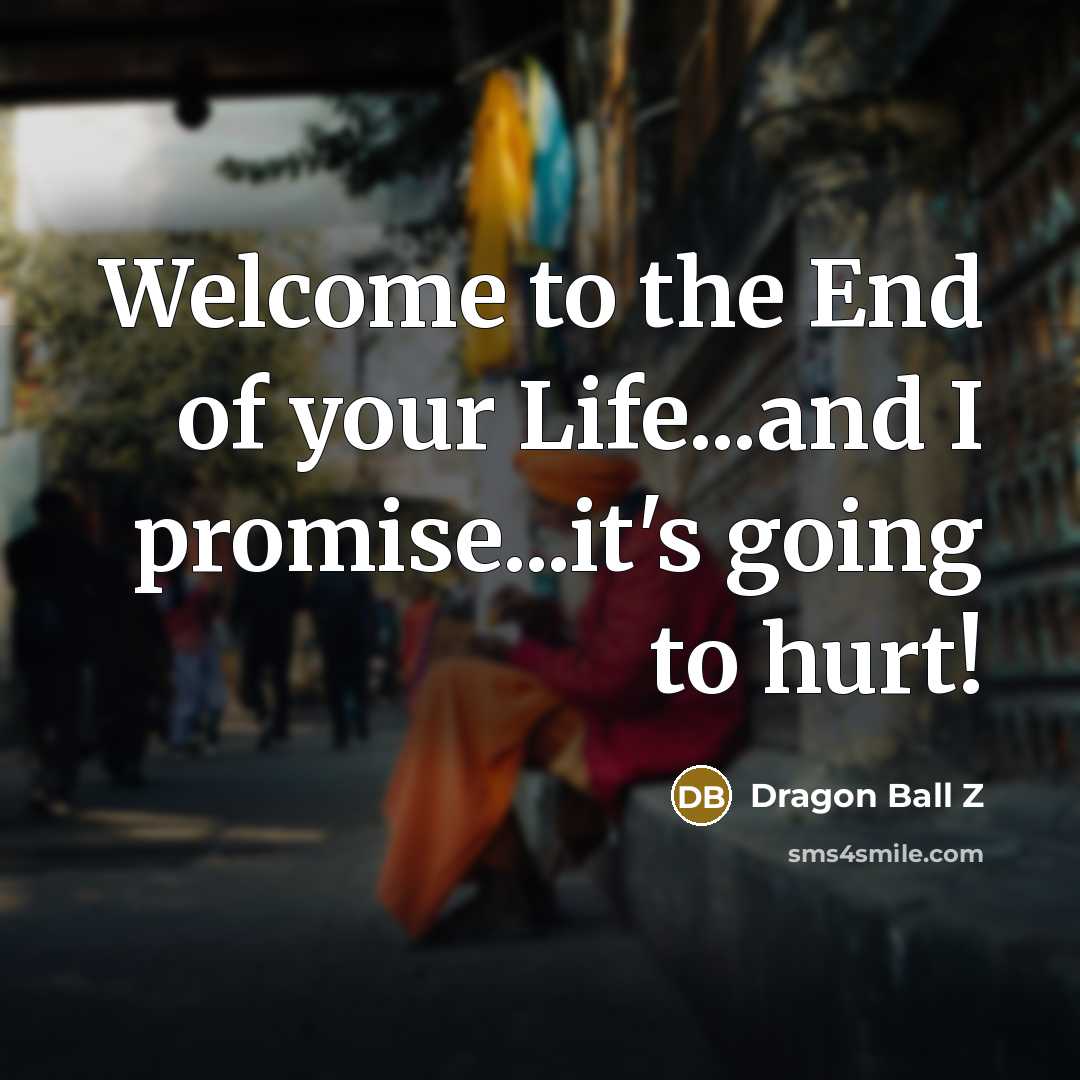“Welcome to the End of your Life...and I promise...it's going…” quote by Dragon Ball Z
