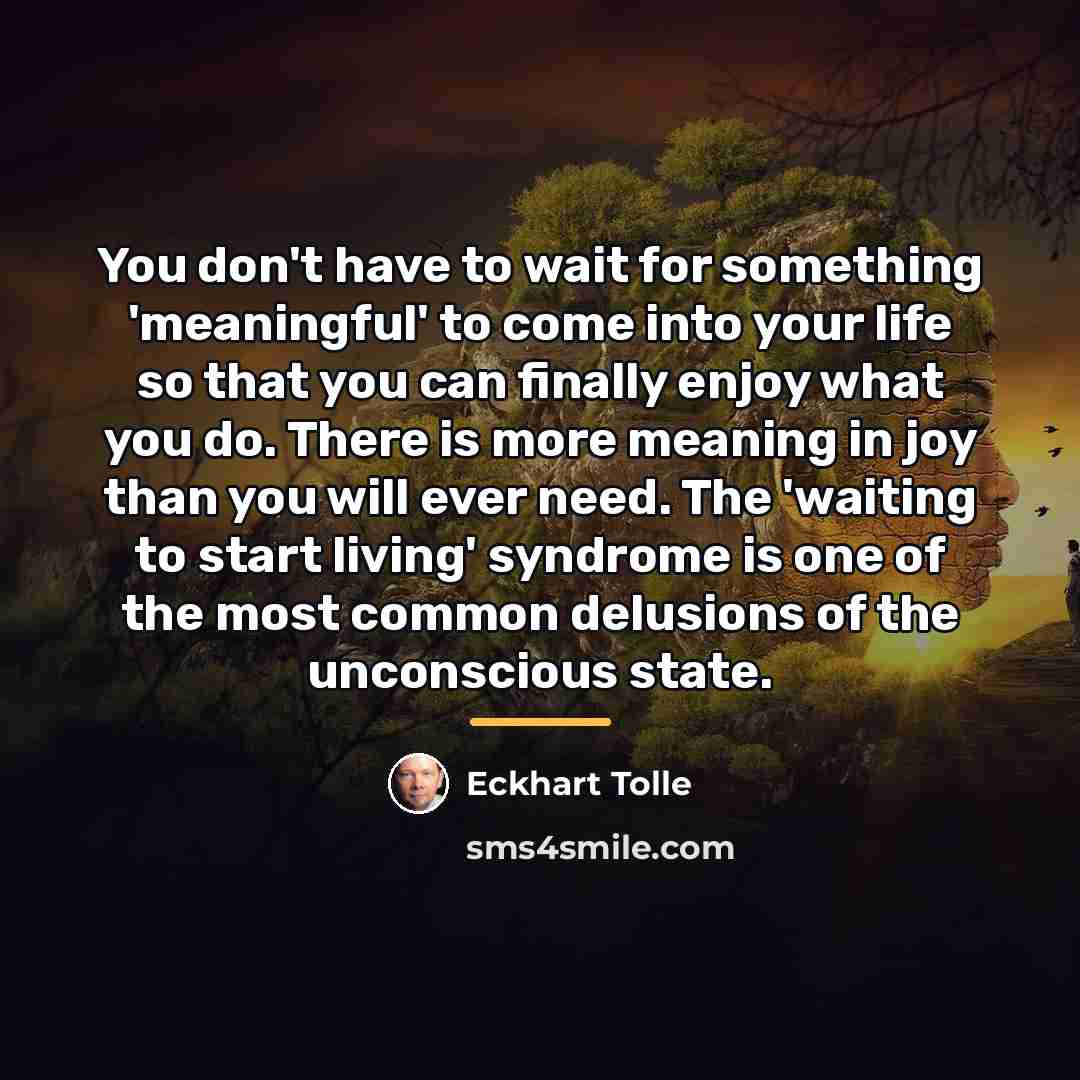 “You don't have to wait for something 'meaningful' to come…” quote by Eckhart Tolle
