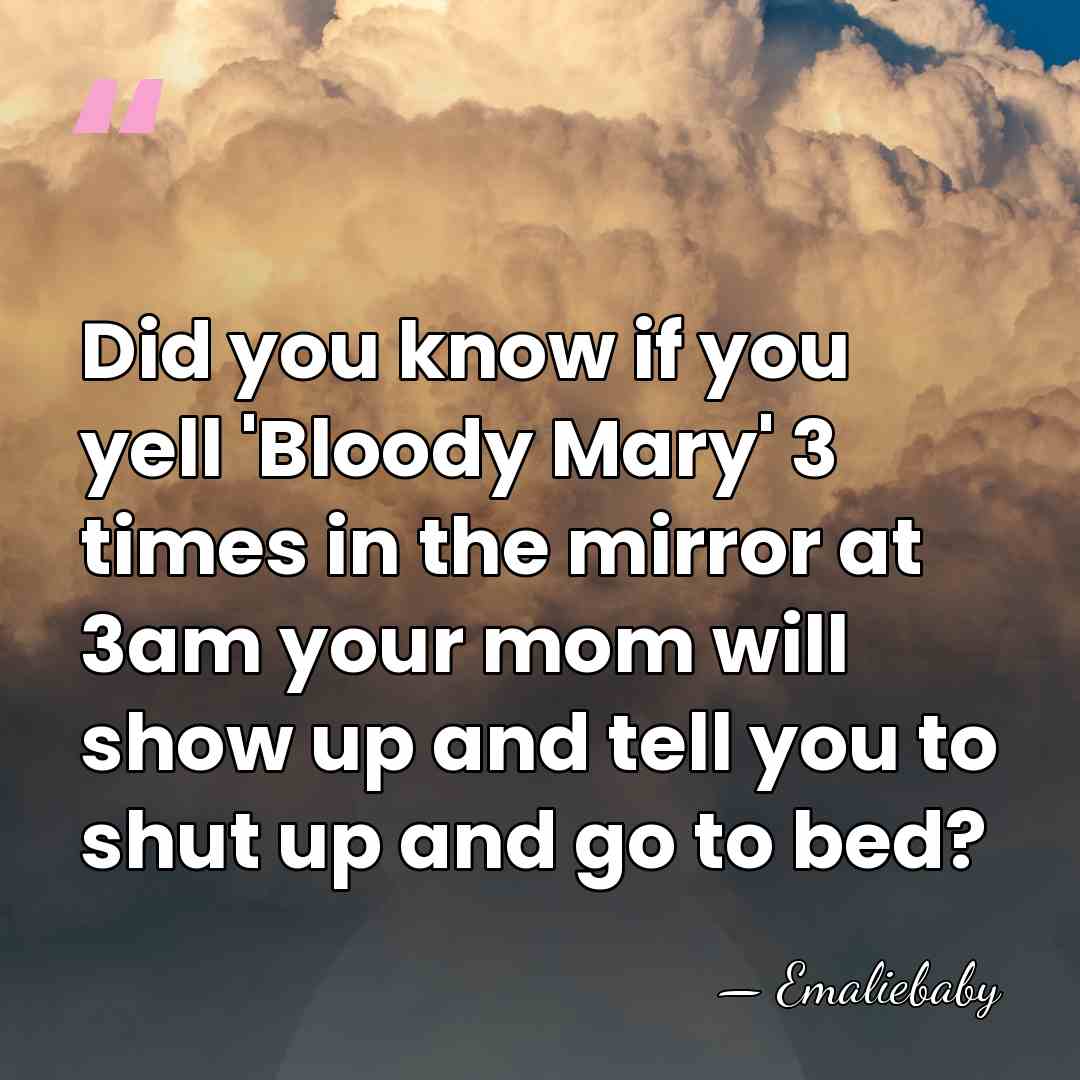 Did you know if you yell 'Bloody Mary' 3 times in the&hellip; - Emaliebaby