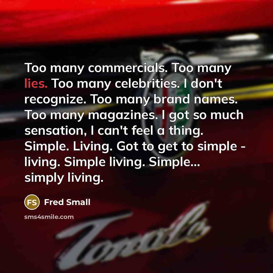 “Too many commercials. Too many lies. Too many celebrities. I…” quote by Fred Small