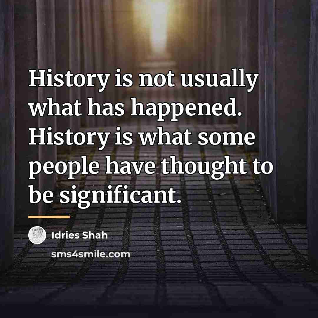 “History is not usually what has happened. History is what…” quote by Idries Shah