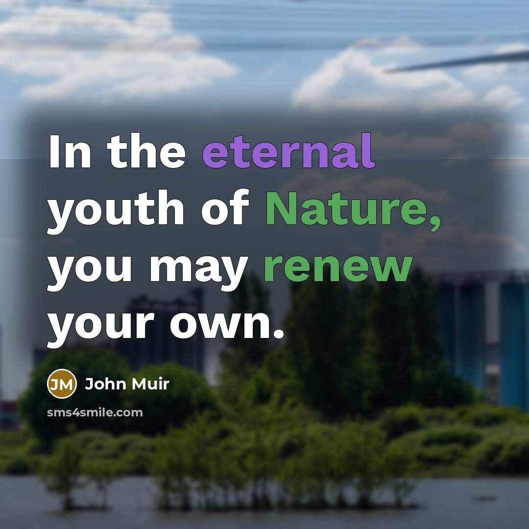“In the eternal youth of Nature, you may renew your…” quote by John Muir