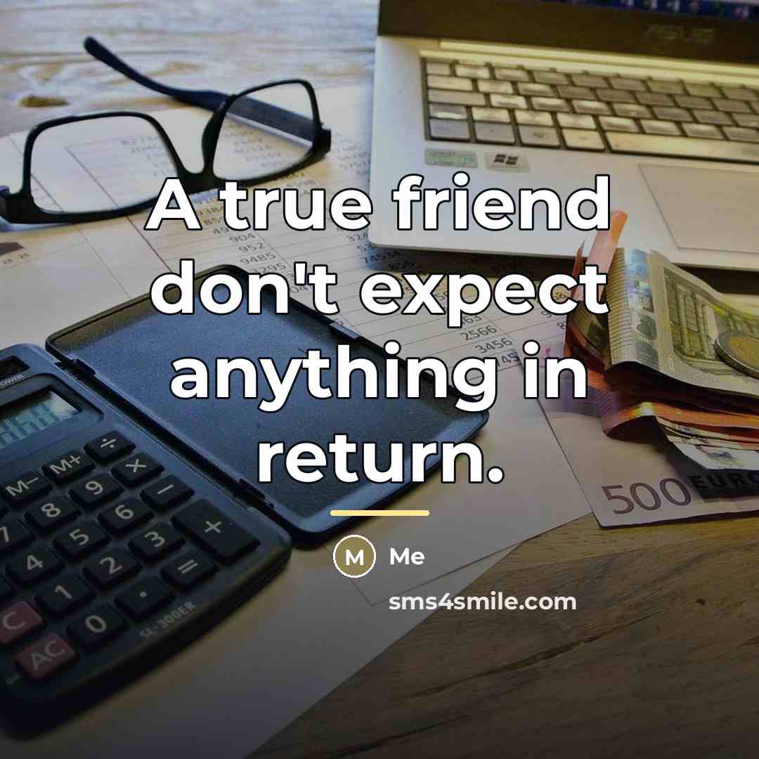 “A true friend don't expect anything in return.…” quote by Me
