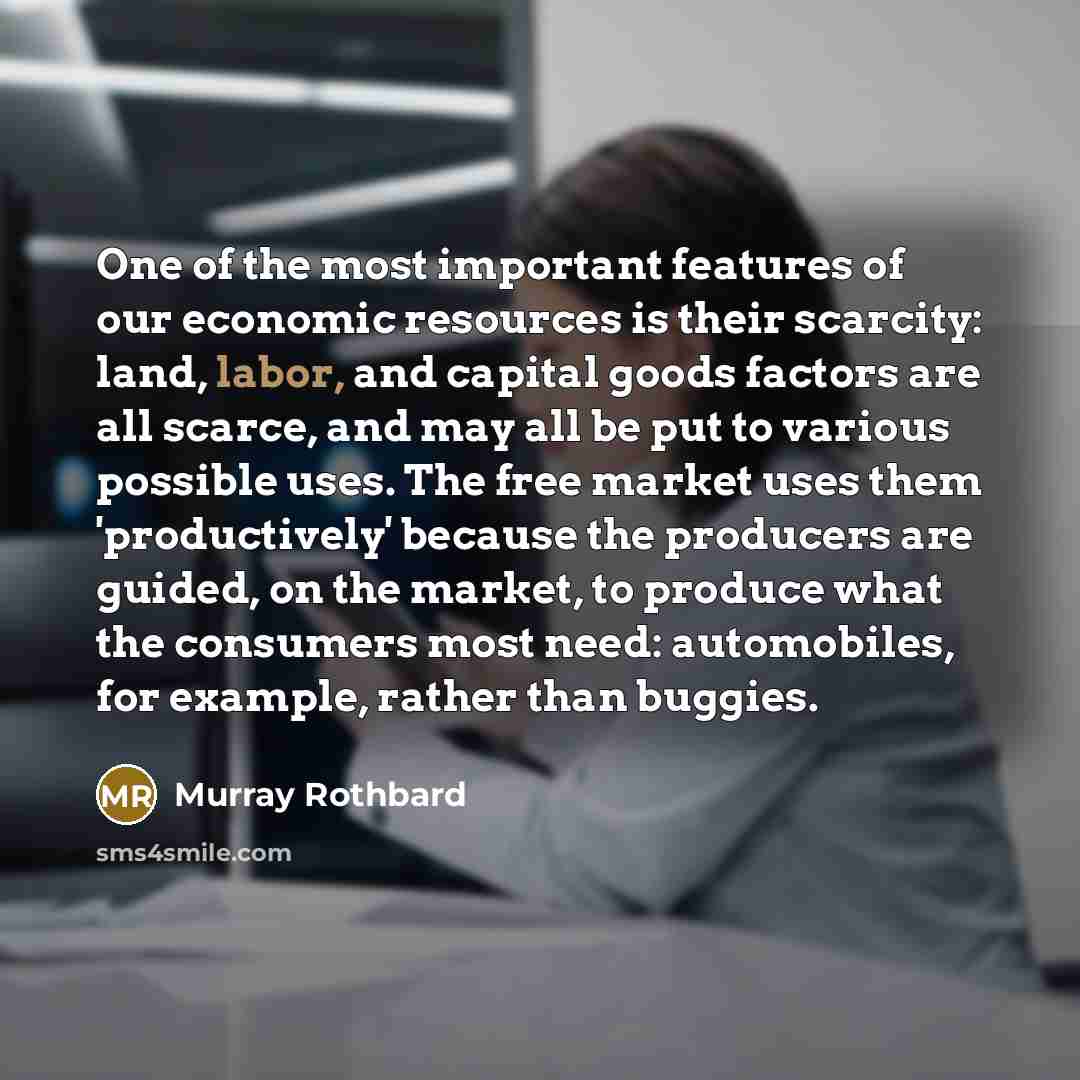 “One of the most important features of our economic resources…” quote by Murray Rothbard