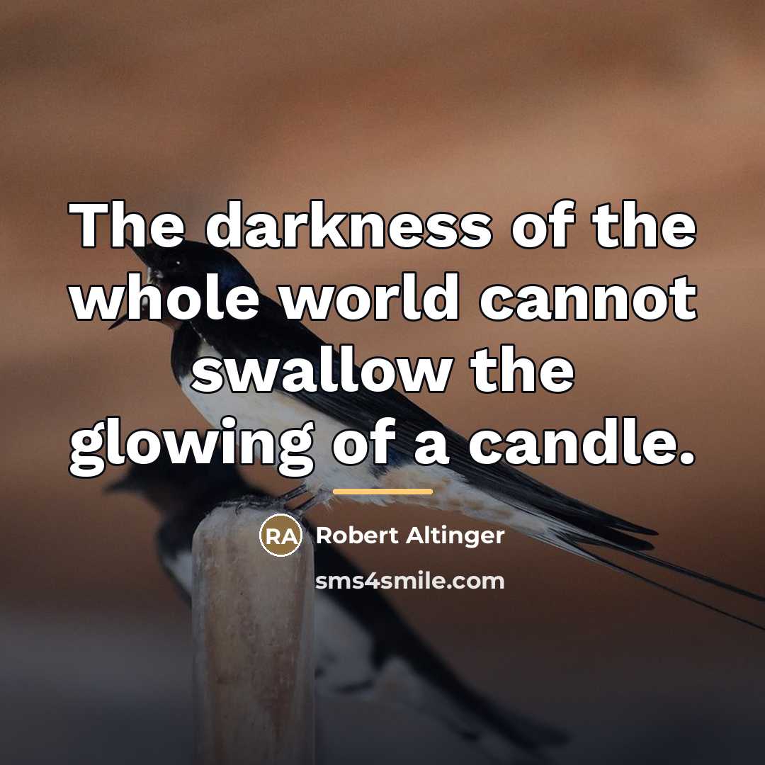 “The darkness of the whole world cannot swallow the glowing…” quote by Robert Altinger