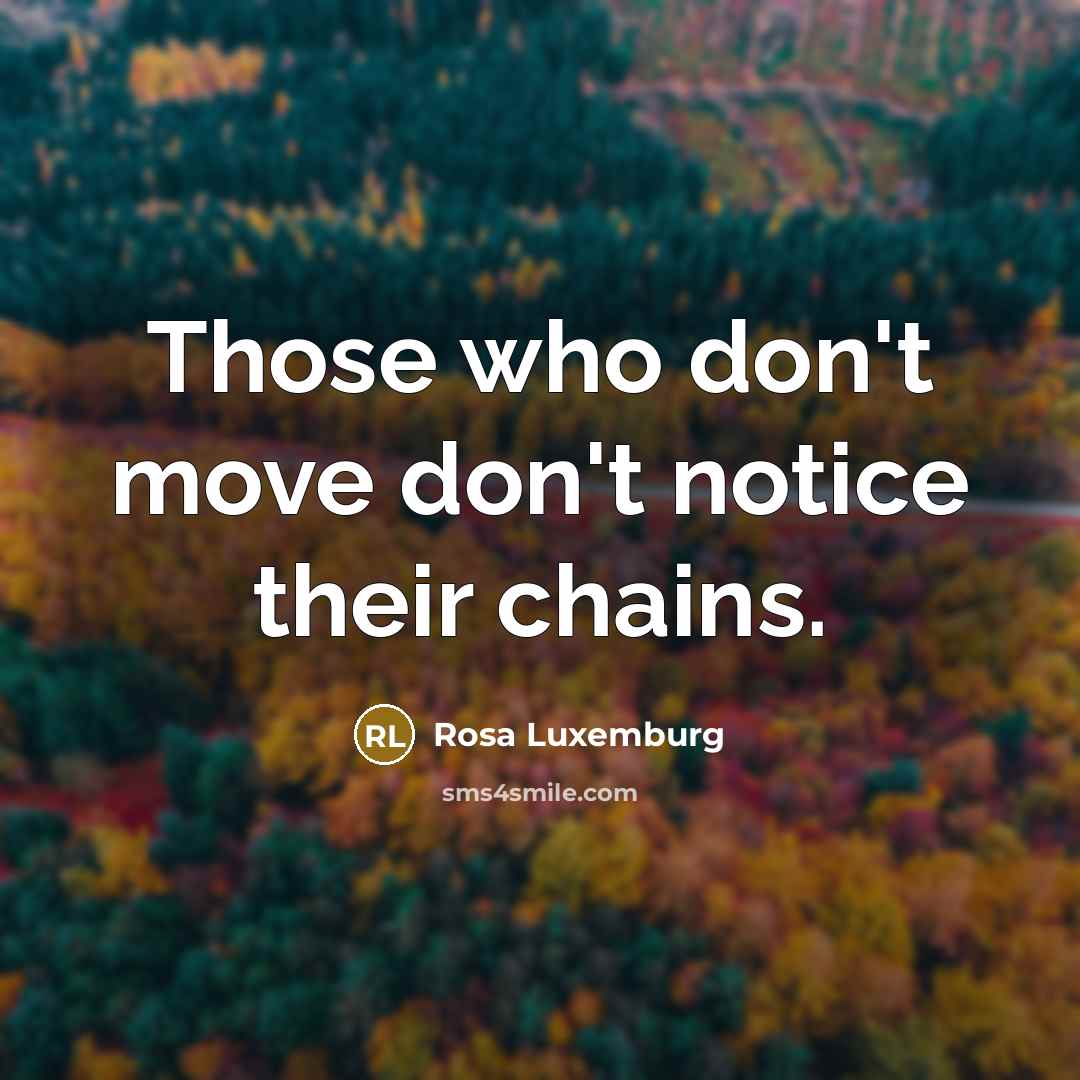 “Those who don't move don't notice their chains.…” quote by Rosa Luxemburg