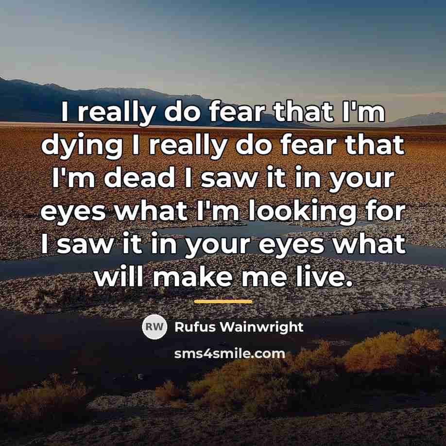 “I really do fear that I'm dying I really do…” quote by Rufus Wainwright