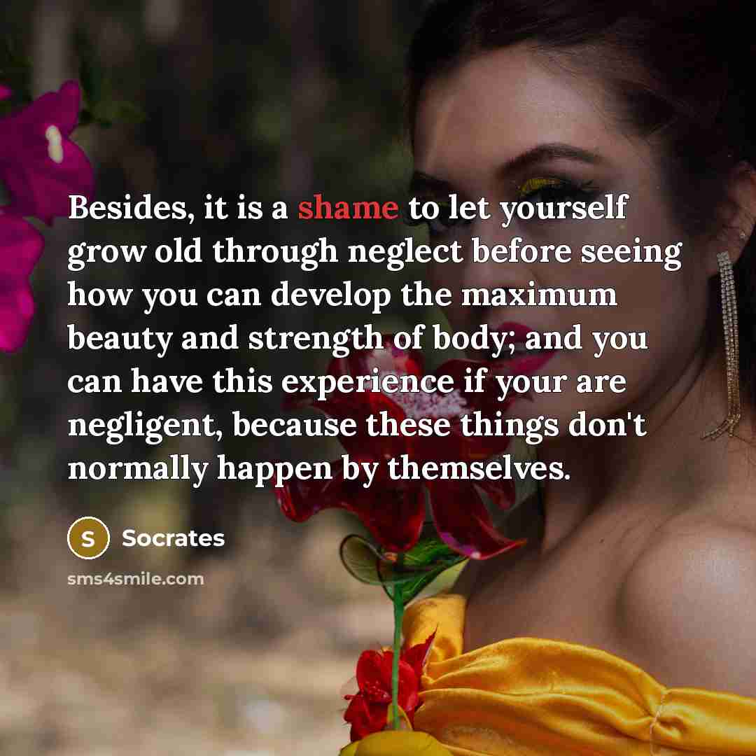 “Besides, it is a shame to let yourself grow old…” quote by Socrates