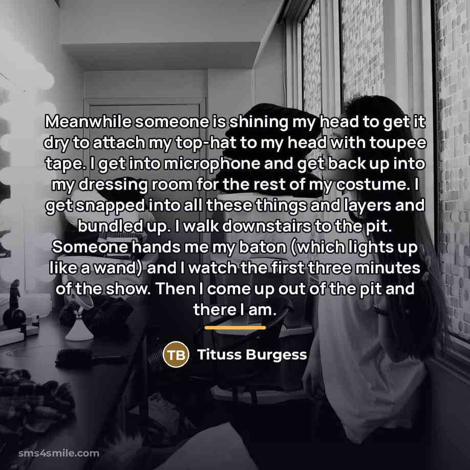 “Meanwhile someone is shining my head to get it dry…” quote by Tituss Burgess
