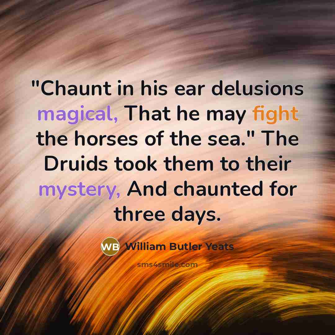 “"Chaunt in his ear delusions magical, That he may fight…” quote by William Butler Yeats