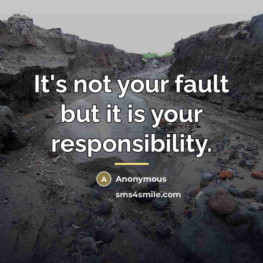 “It's not your fault but it is your responsibility.…” quote by Anonymous